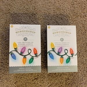 2x Wondershop 25 Count LED C9 Multicolor Faceted String Light Green Wire 16 ft